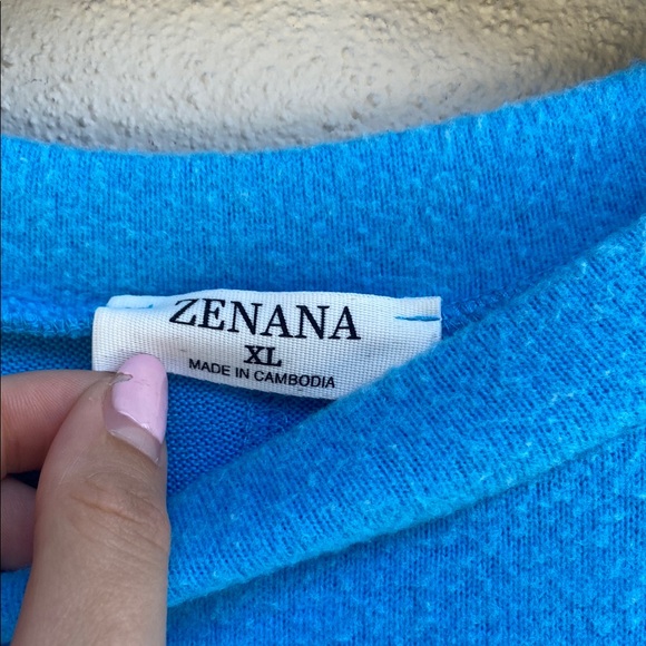 Zenana Ribbed Trim Round Neck Long Sleeve Top XL ocean blue - Picture 9 of 13